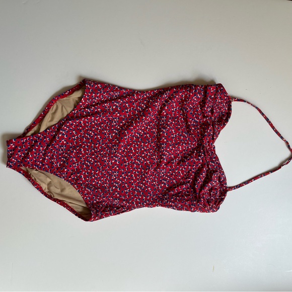 J. Crew Red and Blue Floral Full Coverage Swimsuit - Picture 7 of 10